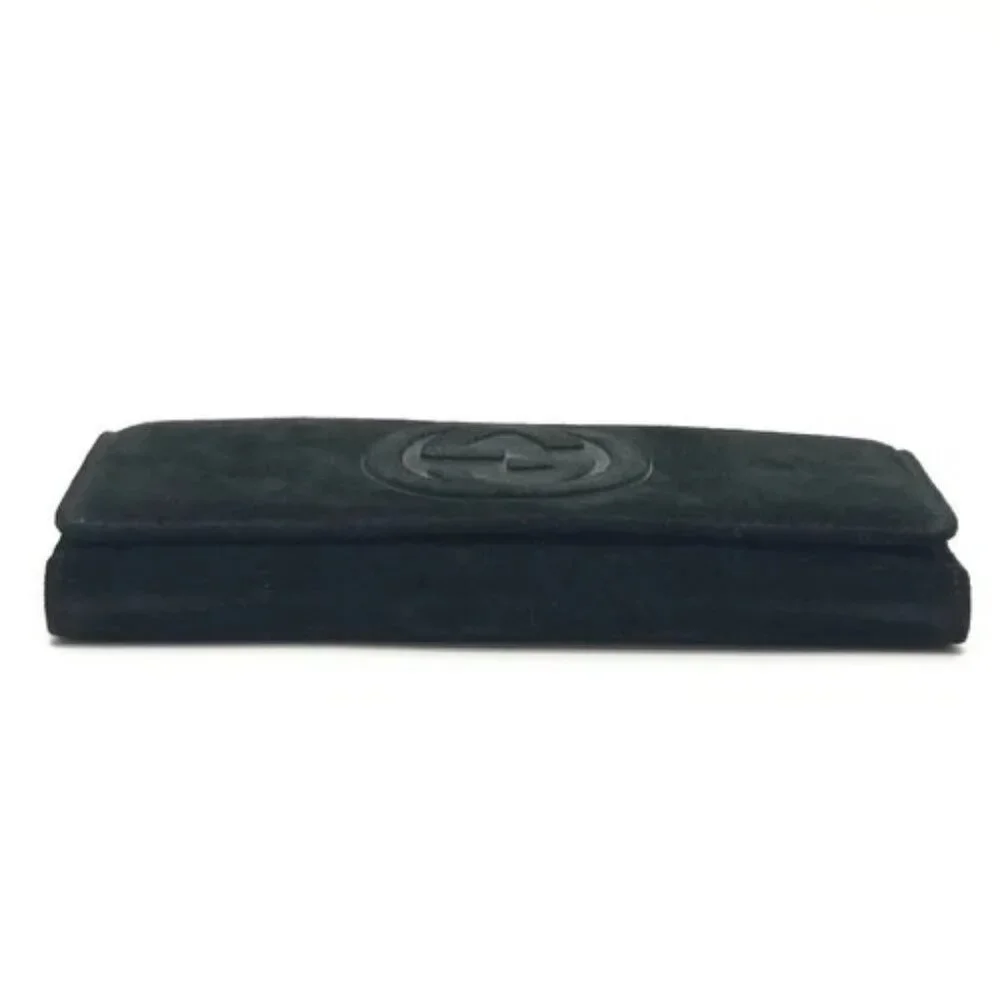 GUCCI Old Gucci Interlocking G Long Wallet Flap Long Wallet Suede/Enamel Black - Picture 6 of 15